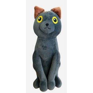 Denis Daily Sir Meows A Lot Charcoal Gray Cat Plush Missing Yellow Necktie 12"
